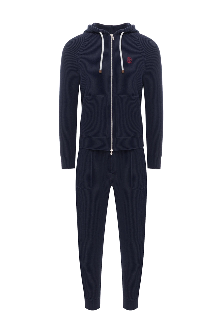 Brunello Cucinelli men's cotton tracksuit blue with hood 188825 - photo 1