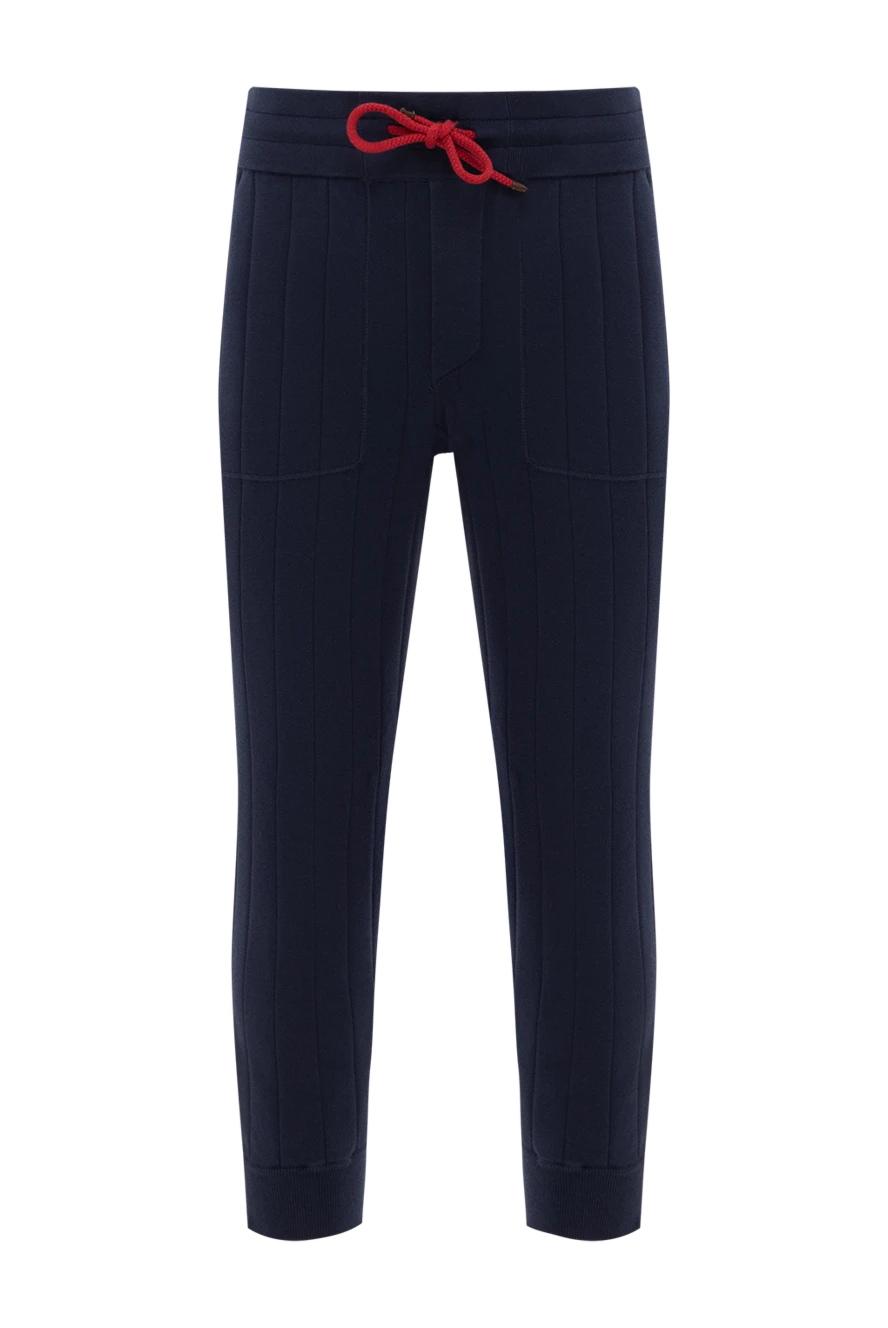 Brunello Cucinelli мужские синие брюки на завязке в фактурную полоску 188831 - фото 1