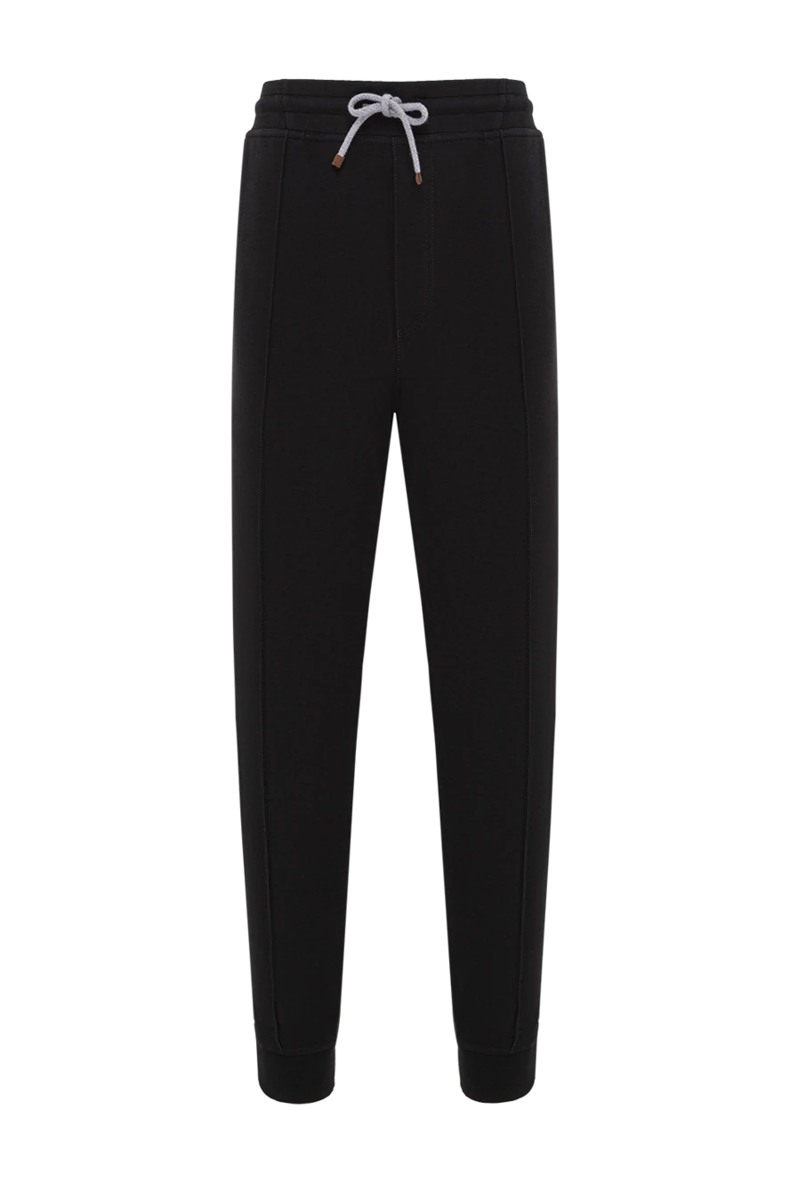 Brunello Cucinelli мужские спортивные брюки чёрные с эластичным поясом 188834 - фото 1