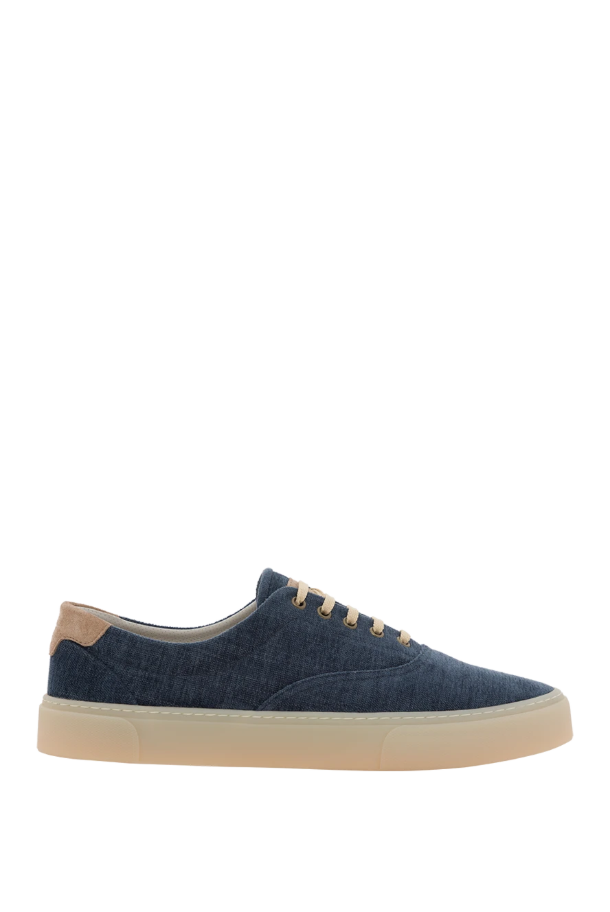 Brunello Cucinelli сникеры из синей парусины на контрастной подошве 188845 - фото 1
