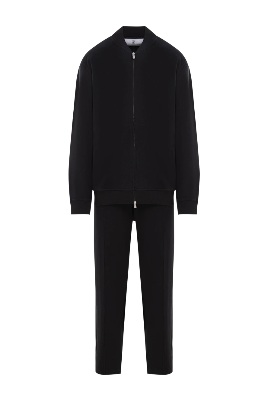 Brunello Cucinelli костюм трикотажный мужской черный с джоггерами на молнии 188900 - фото 1