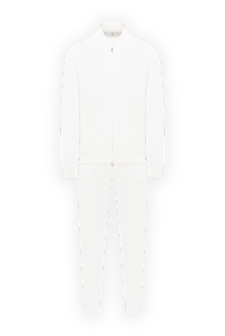 Brunello Cucinelli костюм трикотажный мужской белый с джоггерами на молнии 188907 - фото 1