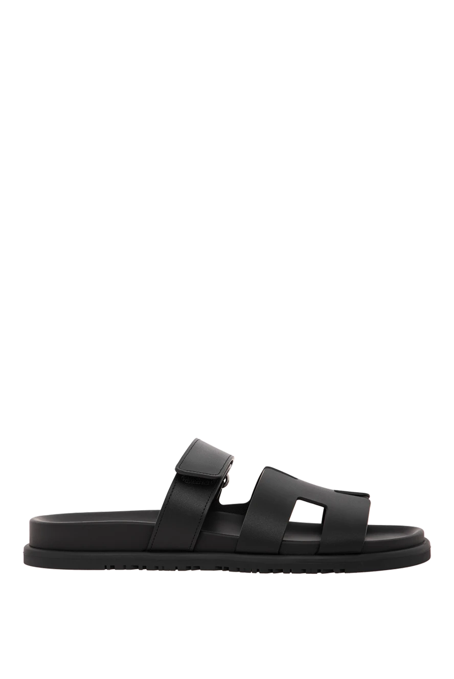 Hermes chypre calfskin techno sandals with anatomical rubber sole black 188912 - photo 1