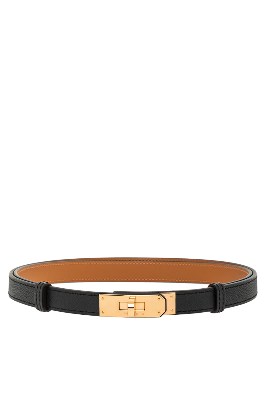 Hermes epsom бұзау терісінен жасалған қызғылт келли тоғасы бар былғары белбеу 18 қара 188921 - фото 1