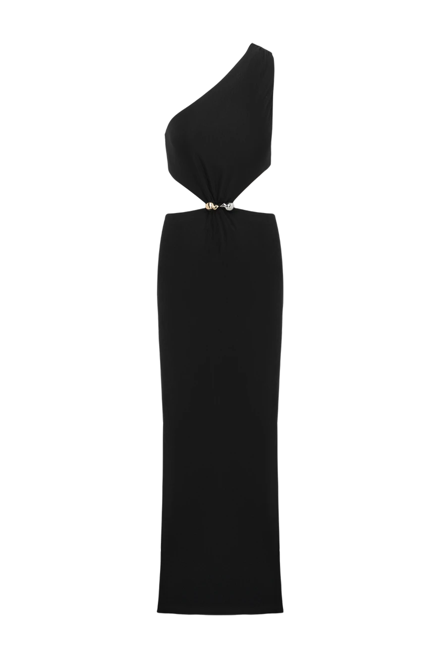 Moeva күлгін және қара текстуралы бір иықты макси көйлек 188937 - фото 1