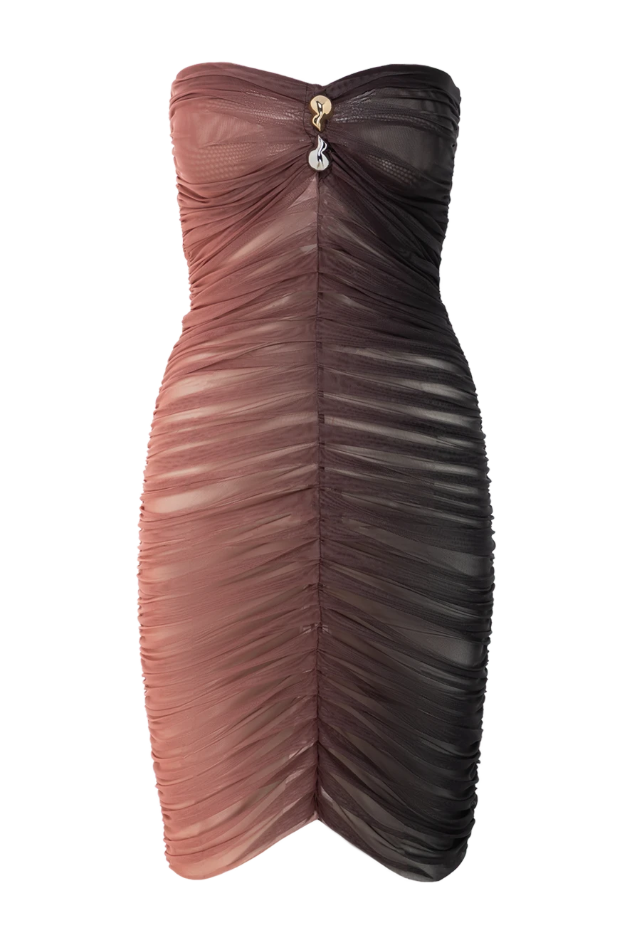 Moeva коричневое мини-платье-бандо с оптической драпировкой marsiela 188944 - фото 1