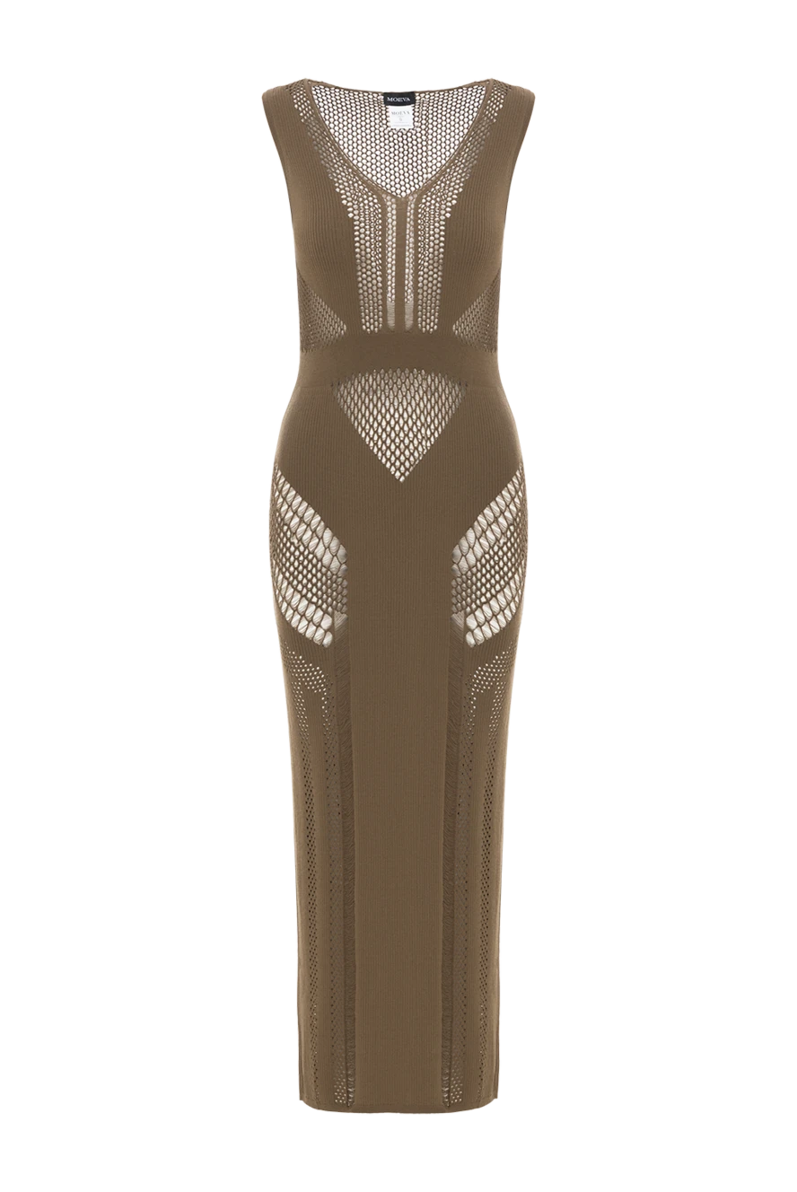 Moeva платье макси «izzy» с полупрозрачными узорами вязки цвета хаки 188947 - фото 1