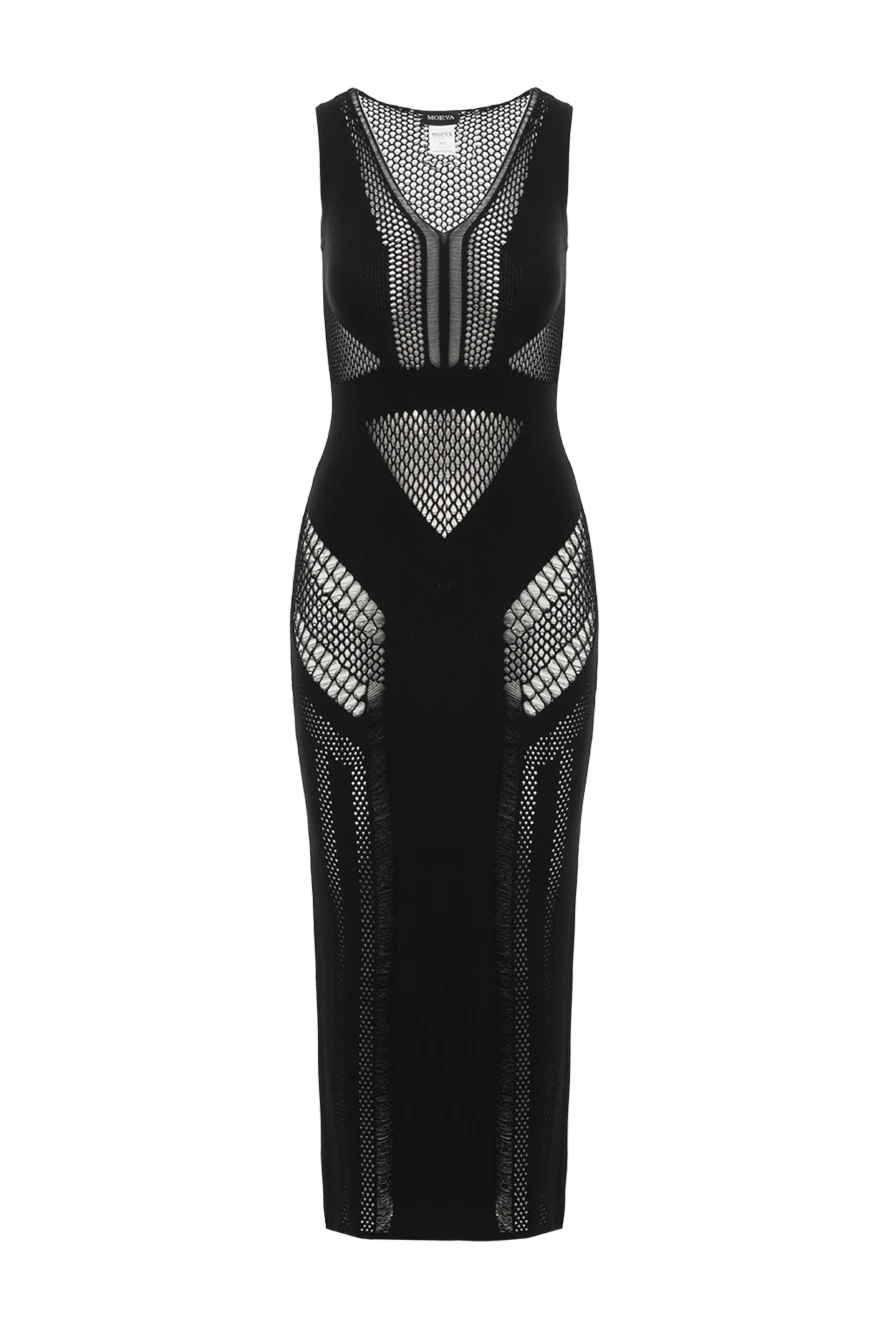 Moeva қара түстегі мөлдір тоқылған үлгілері бар иззи макси көйлегі 188948 - фото 1