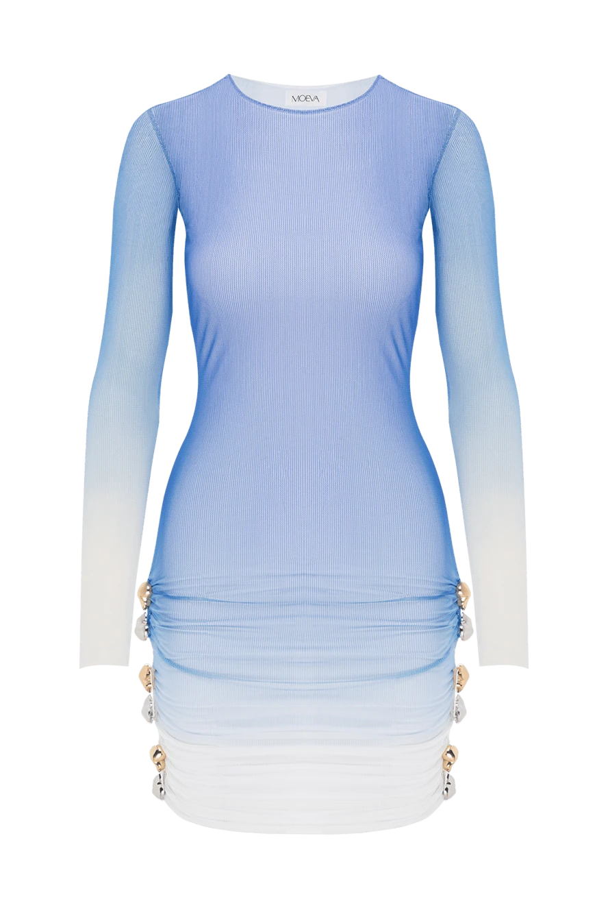 Moeva мөлдір жеңдері бар және көк түсті тігілген шағын көйлек 188950 - фото 1