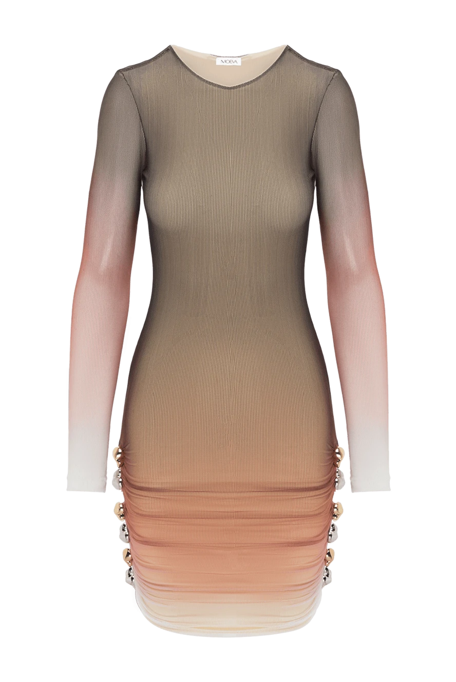 Moeva fitted mini dress with translucent sleeves and draping brown 188952 - photo 1