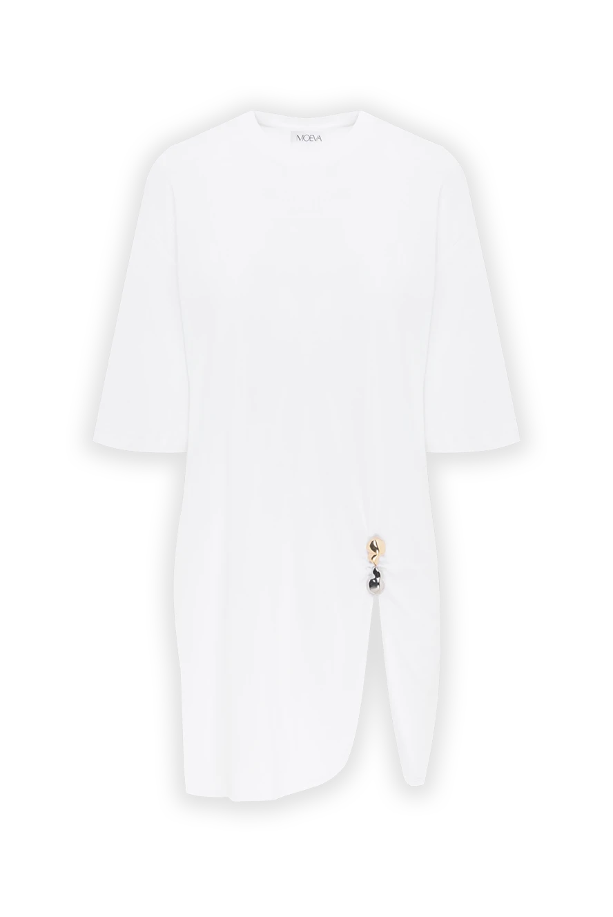 Moeva белое мини-платье lavinia свободного покроя с разрезом 188954 - фото 1