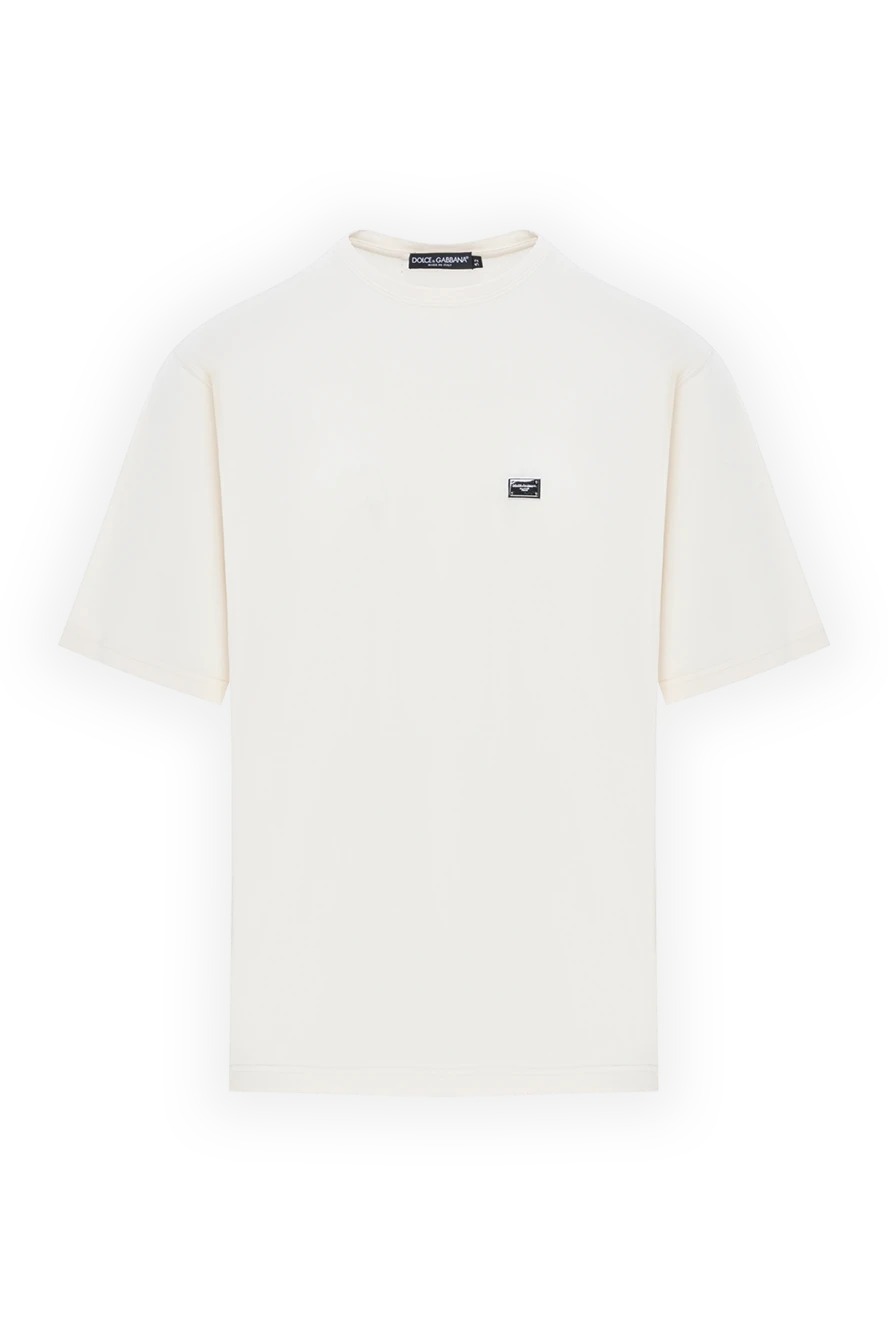 Dolce & Gabbana белая футболка оверсайз из хлопкового пике с логотипом 188973 - фото 1