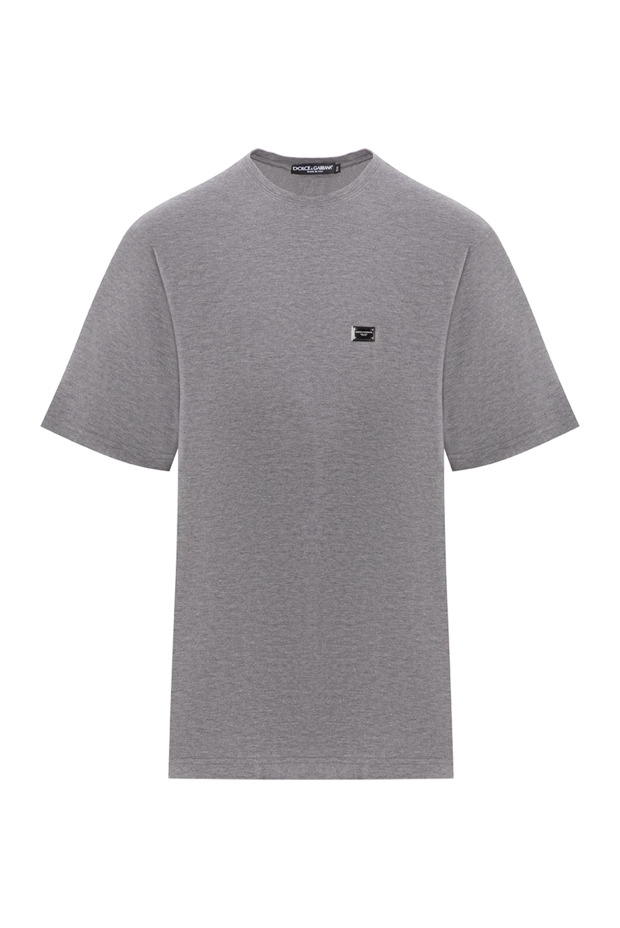 Dolce & Gabbana серая футболка оверсайз из хлопкового пике с логотипом 188976 - фото 1