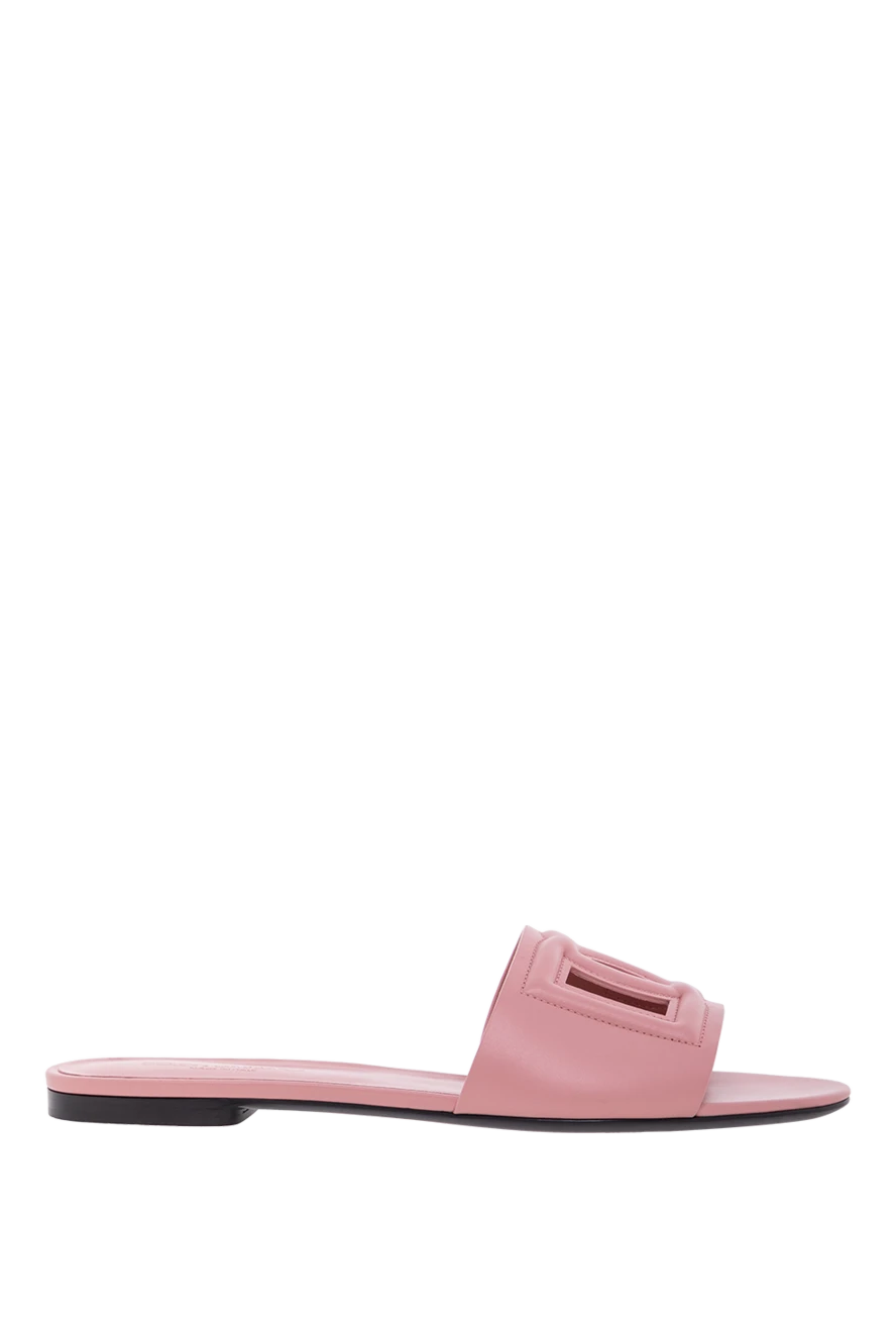 Dolce & Gabbana шлепанцы из телячьей кожи с логотипом dg розовые 188986 - фото 1