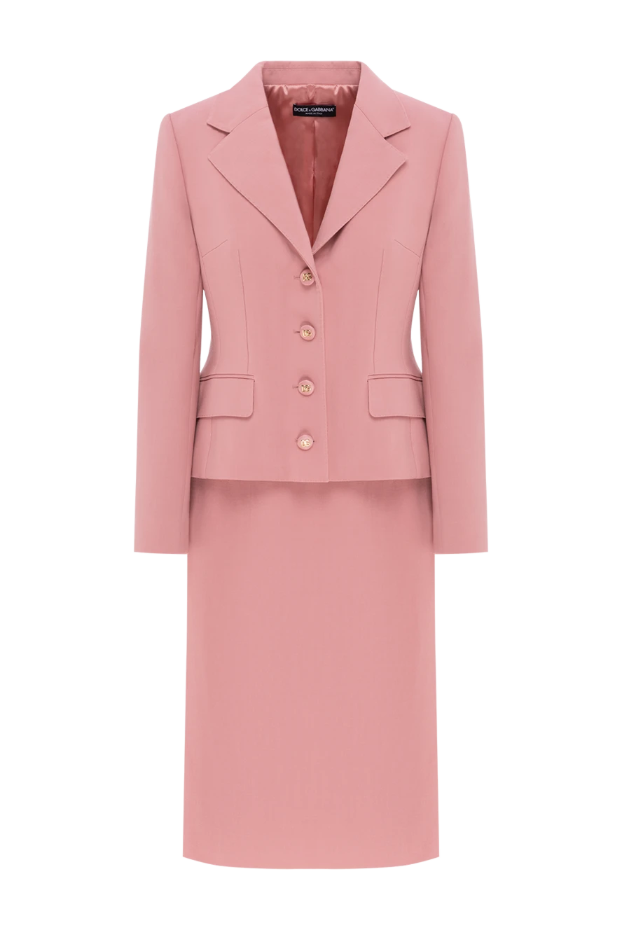 Dolce Pink Single Breasted Wool Crepe Jacket With Skirt
