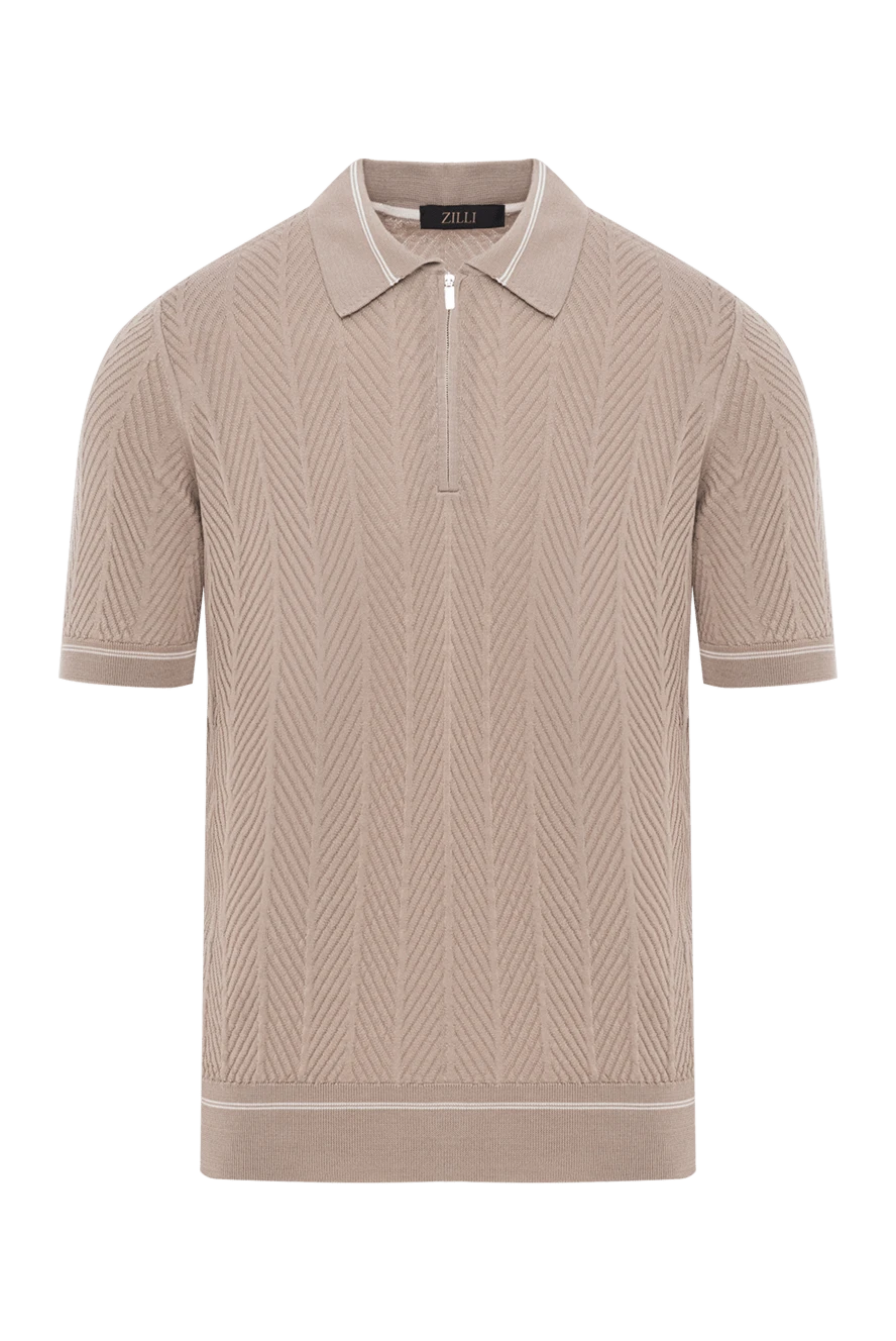 Zilli поло на молнии бежевого цвета с вязаной структурой
из шелка 189015 - фото 1