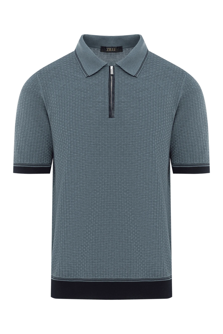 Zilli поло на молнии серого цвета из шелка с вставками из кожи крокодила
189017 - фото 1