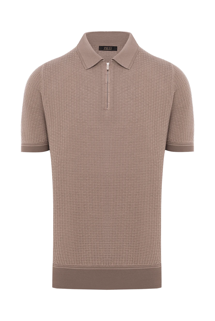 Zilli polo shirt made of silk jersey with crocodile details brown 189024 - photo 1
