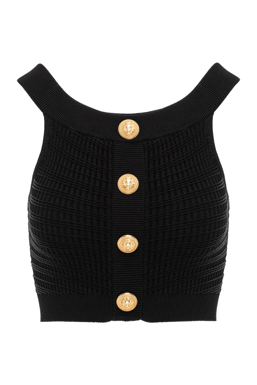 Balmain укороченный трикотажный топ с пуговицами черного цвета 189029 - фото 1