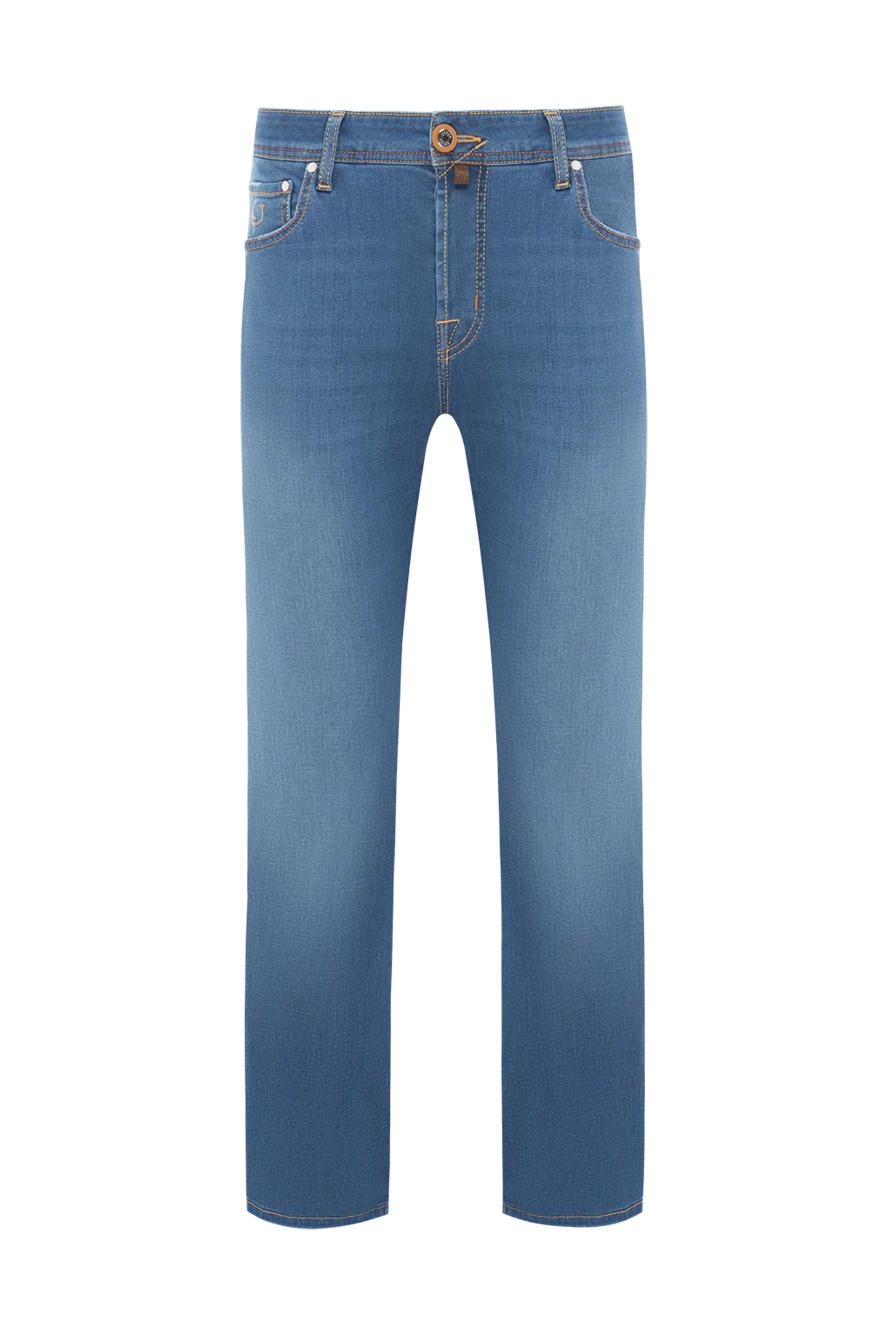 Jacob Cohen мужские голубые джинсы с эффектом потертости с пятью карманами 189044 - фото 1