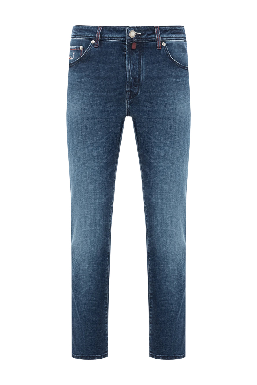 Jacob Cohen прямые джинсы с темно-синим эффектом стирки и акцентной строчкой 189048 - фото 1
