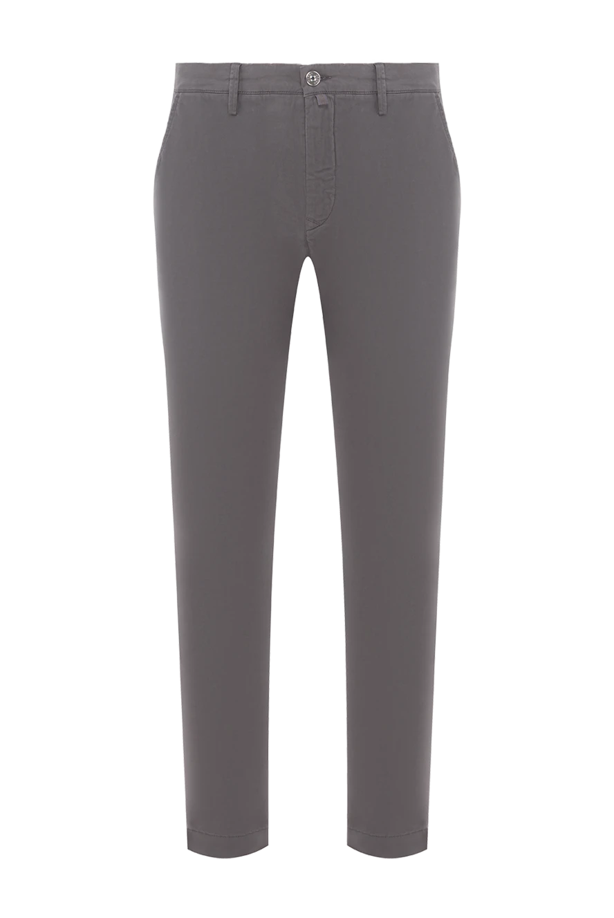Jacob Cohen хлопковые брюки графитового оттенка с классической застёжкой и вышитым логотипом 189067 - фото 1