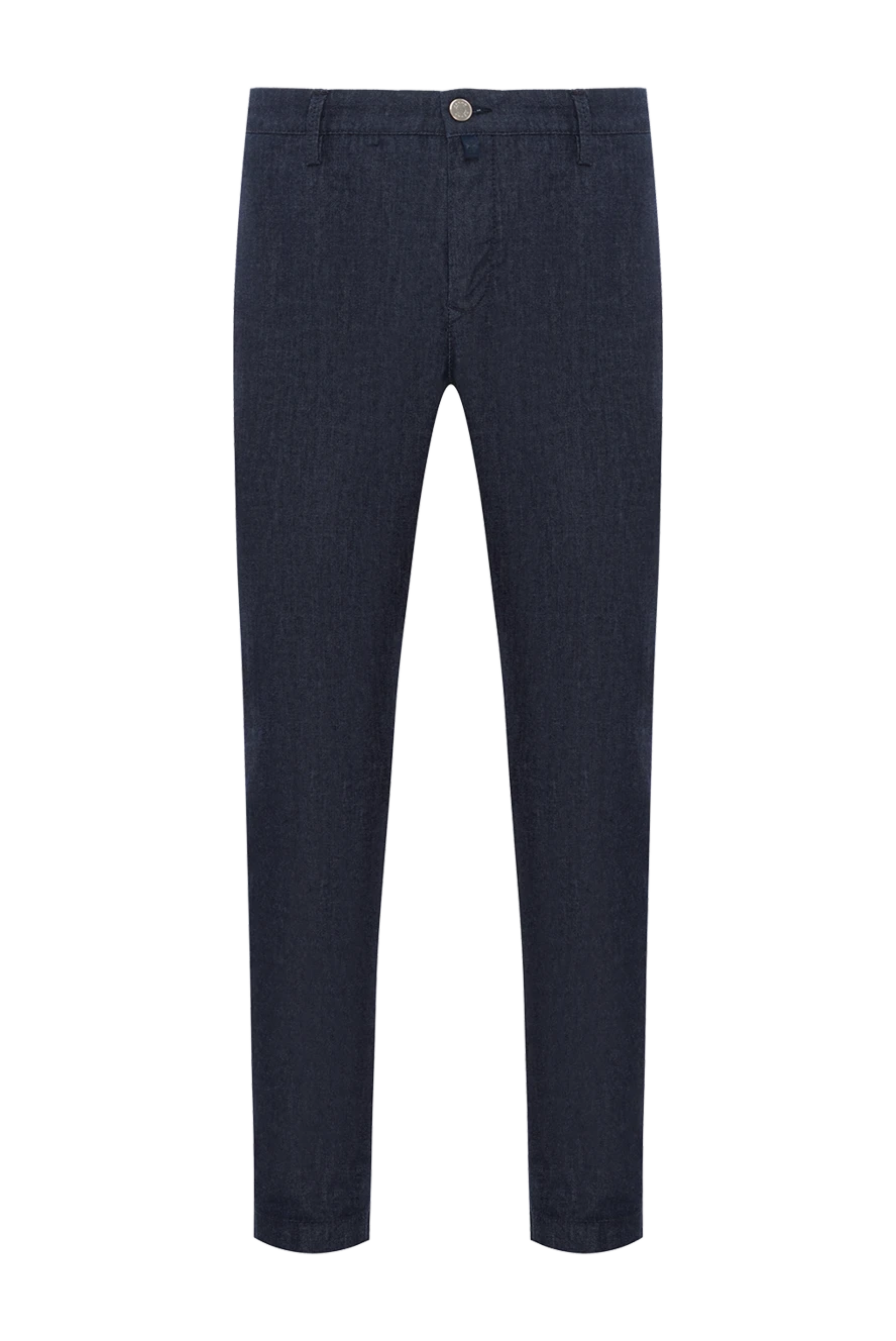 Jacob Cohen беті текстуралы және орташа биіктікте мақта қоспасынан тігілген, көк түсті түзу шалбар
189084 - фото 1