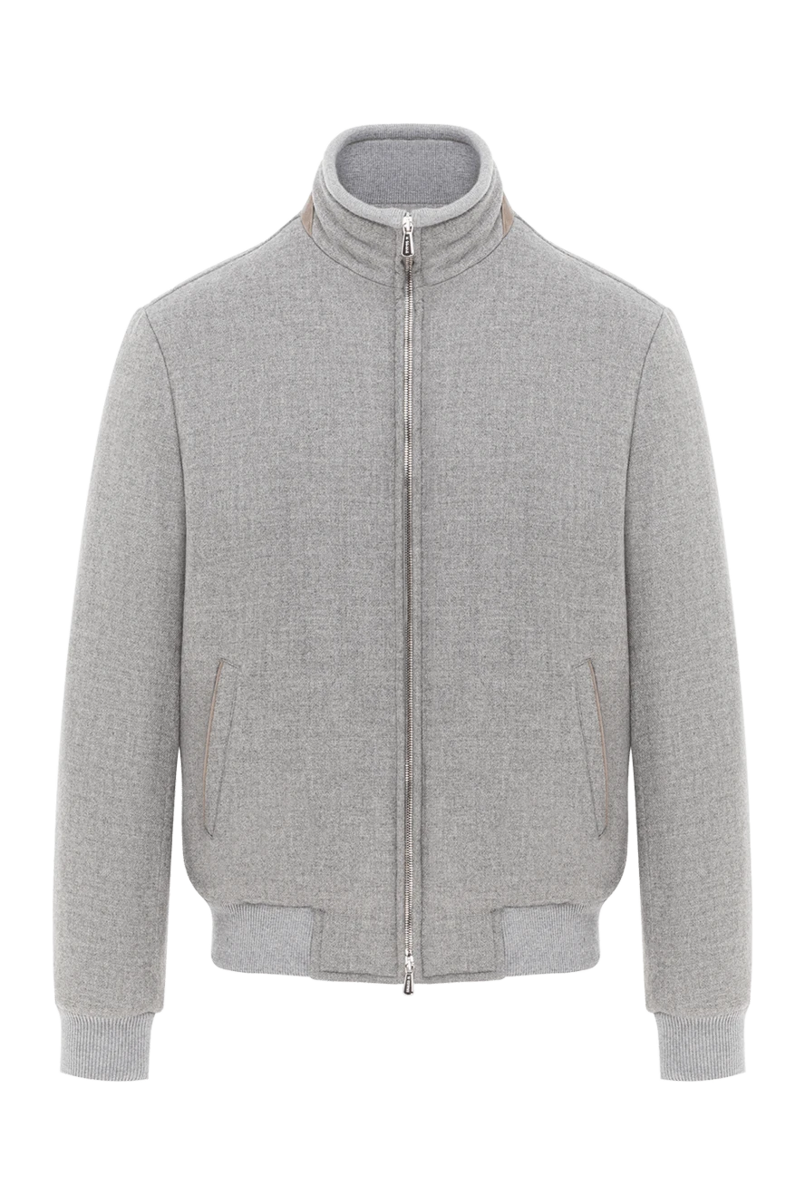 Enrico Mandelli серый короткий пуховик из шерсти с кашемиром мужской 189093 - фото 1