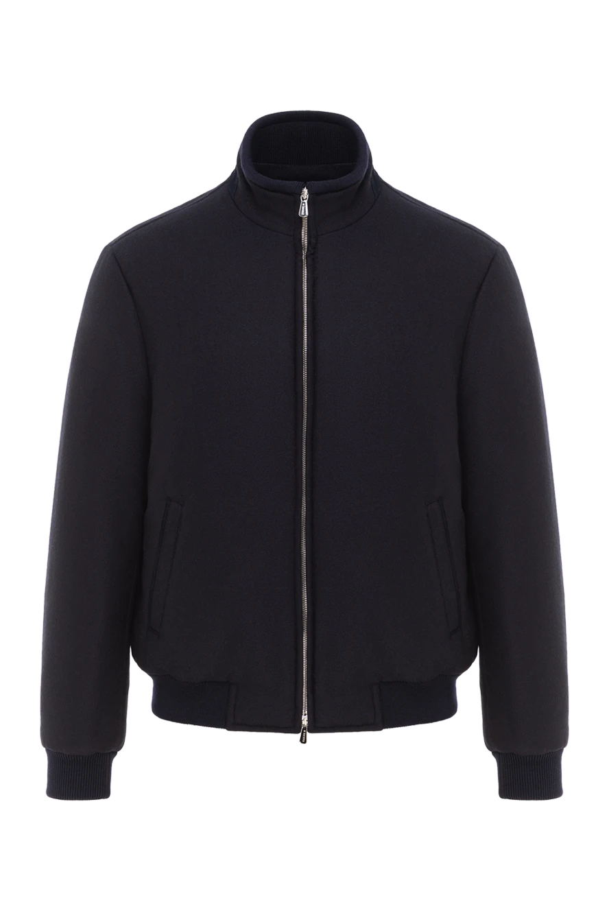 Enrico Mandelli синий короткий пуховик из шерсти с кашемиром мужской 189094 - фото 1