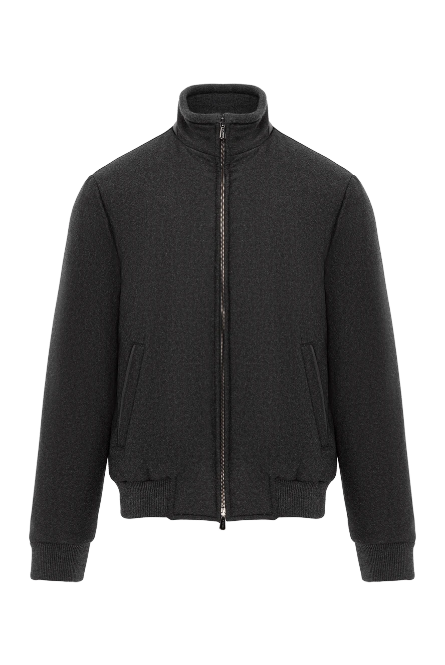 Enrico Mandelli мужской короткий пуховик из шерсти и кашемира серый 189096 - фото 1