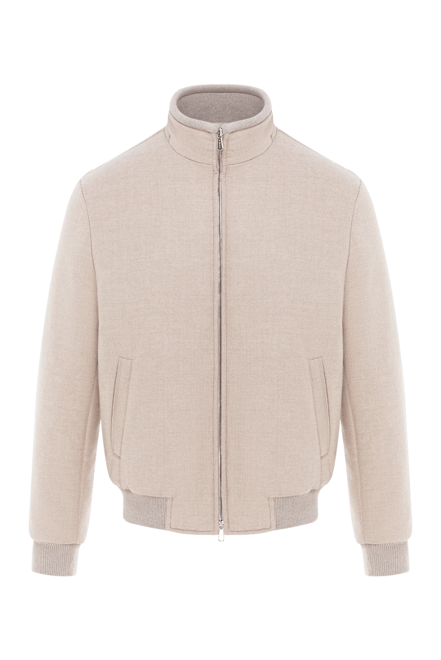 Enrico Mandelli бежевый короткий пуховик из шерсти с кашемиром мужской 189099 - фото 1