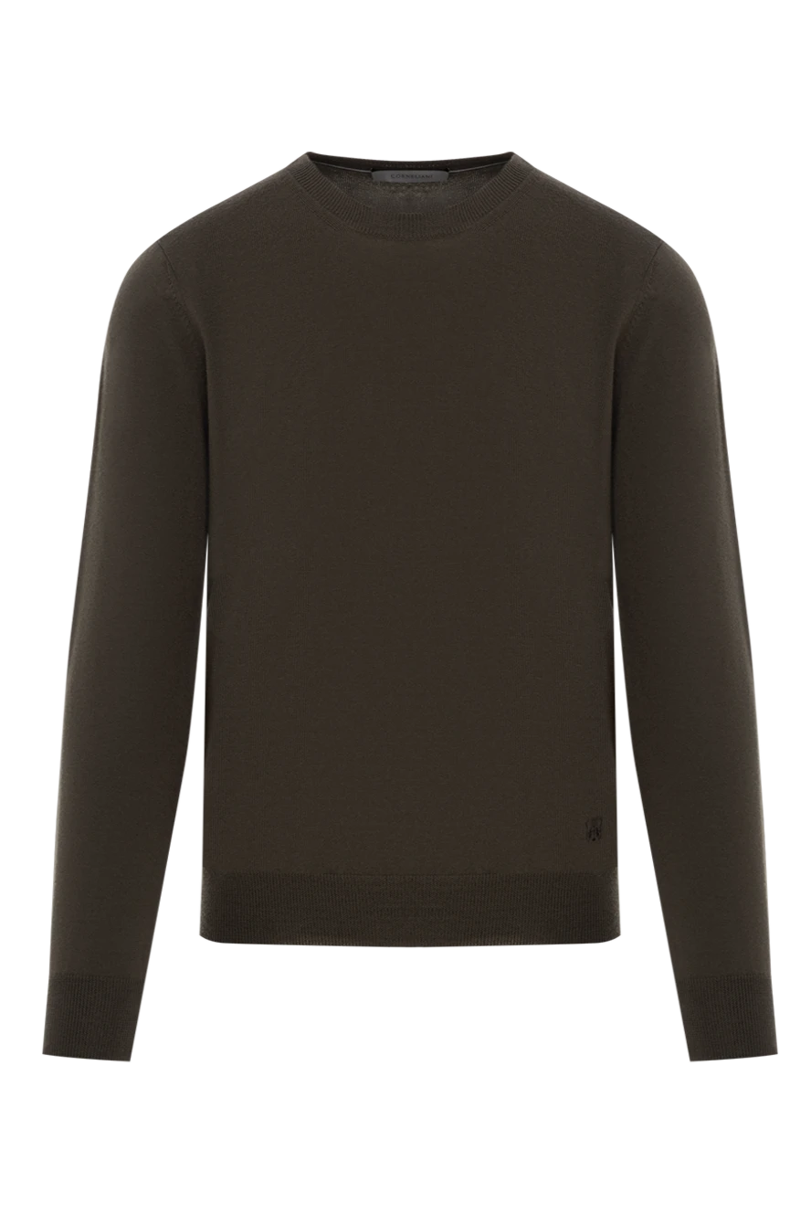 Corneliani коричневый мужской джемпер из шерсти гладкий с круглым вырезом 189148 - фото 1