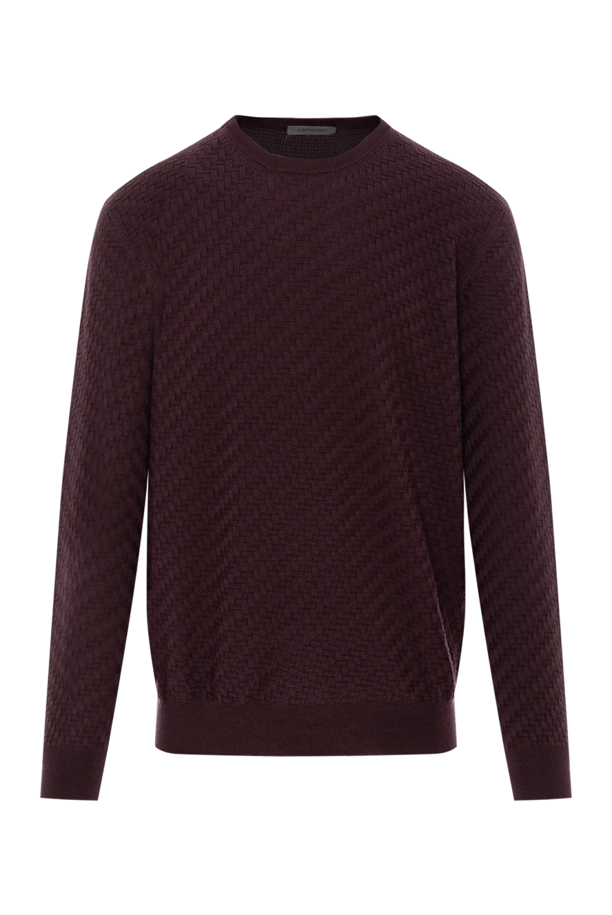 Corneliani мужской джемпер с фактурной плетенной вязкой из шерсти бордовый 189151 - фото 1