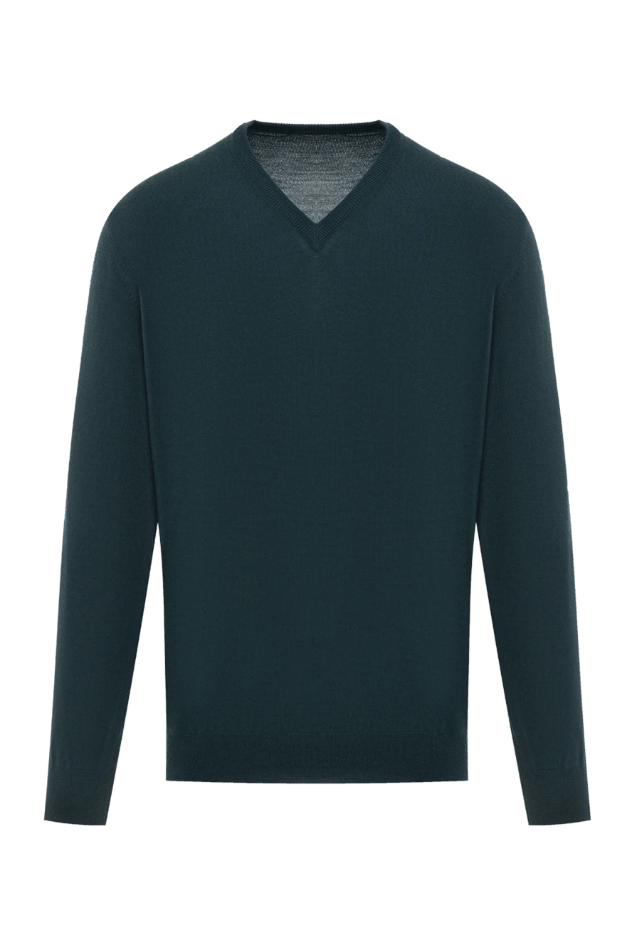 Corneliani темно-зеленый шерстяной джемпер с v-образным вырезом и эластичной резинкой
189158 - фото 1
