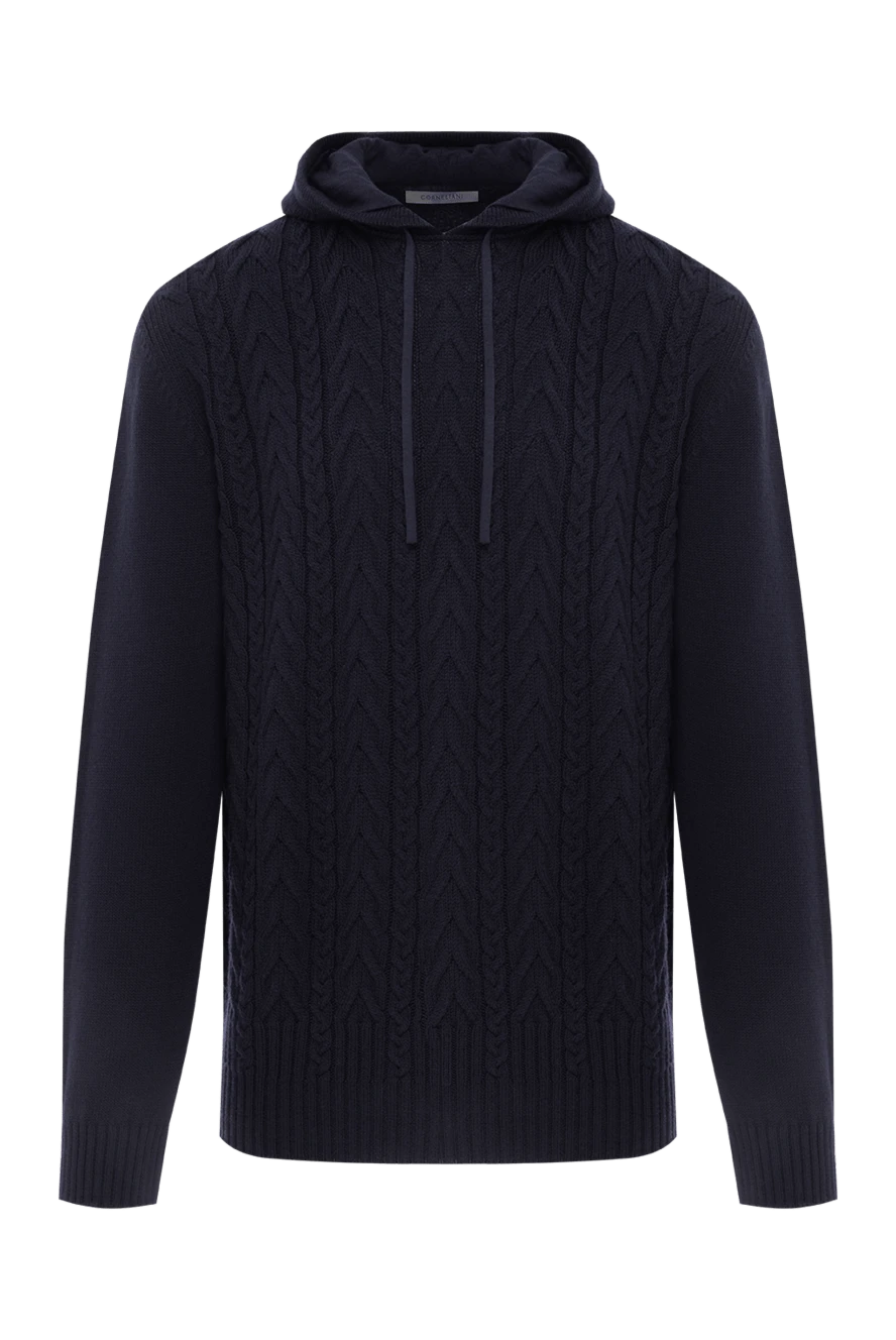 Corneliani тёмно-синий худи из шерсти с рельефной вязкой
189179 - фото 1