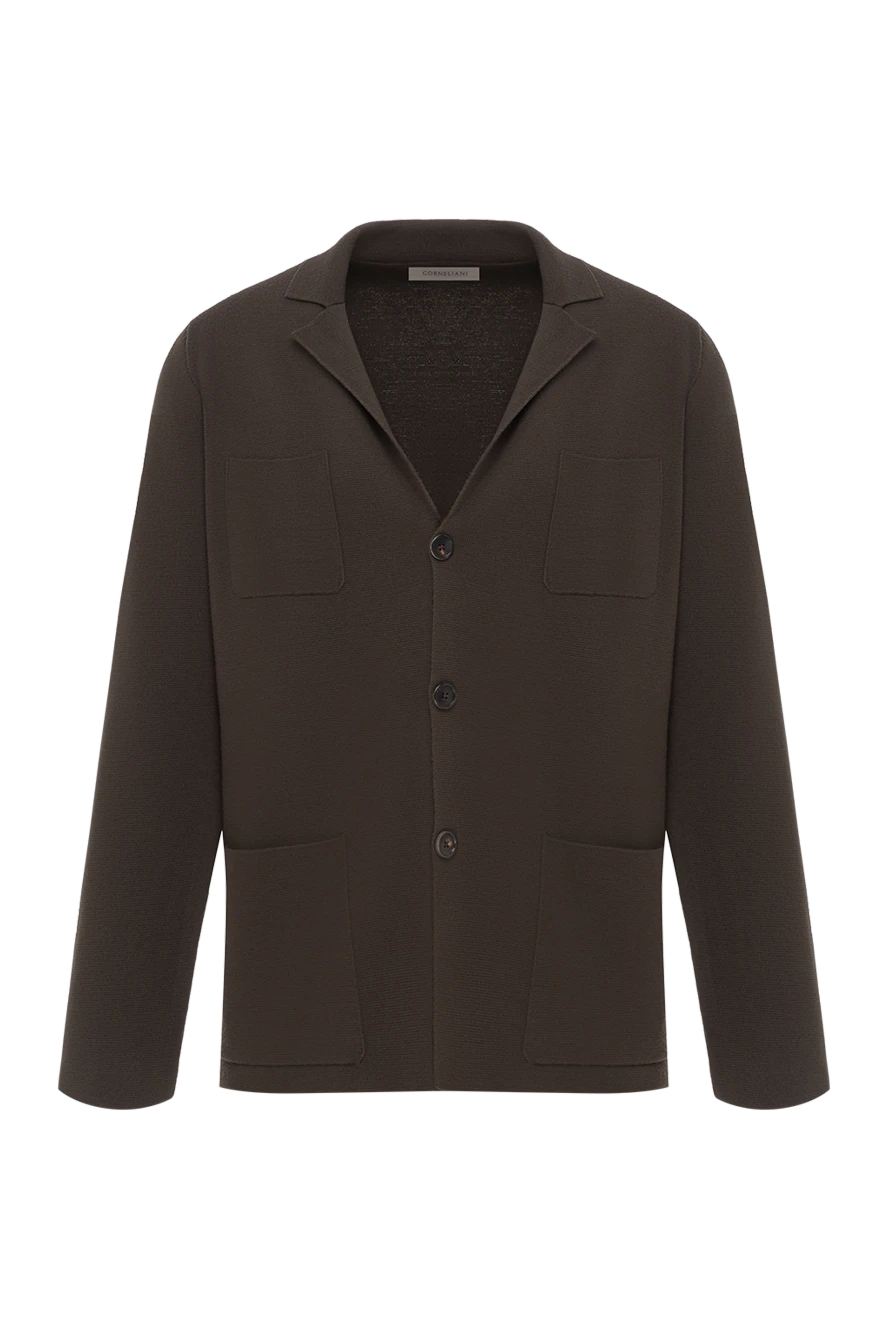 Corneliani пиджак мужской коричневый трикотажный с накладными карманами 189181 - фото 1