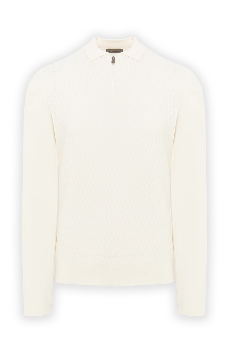 Corneliani поло с длинным рукавом на пуговицах из ультратонкой шерсти белого цвета 189203 - фото 1