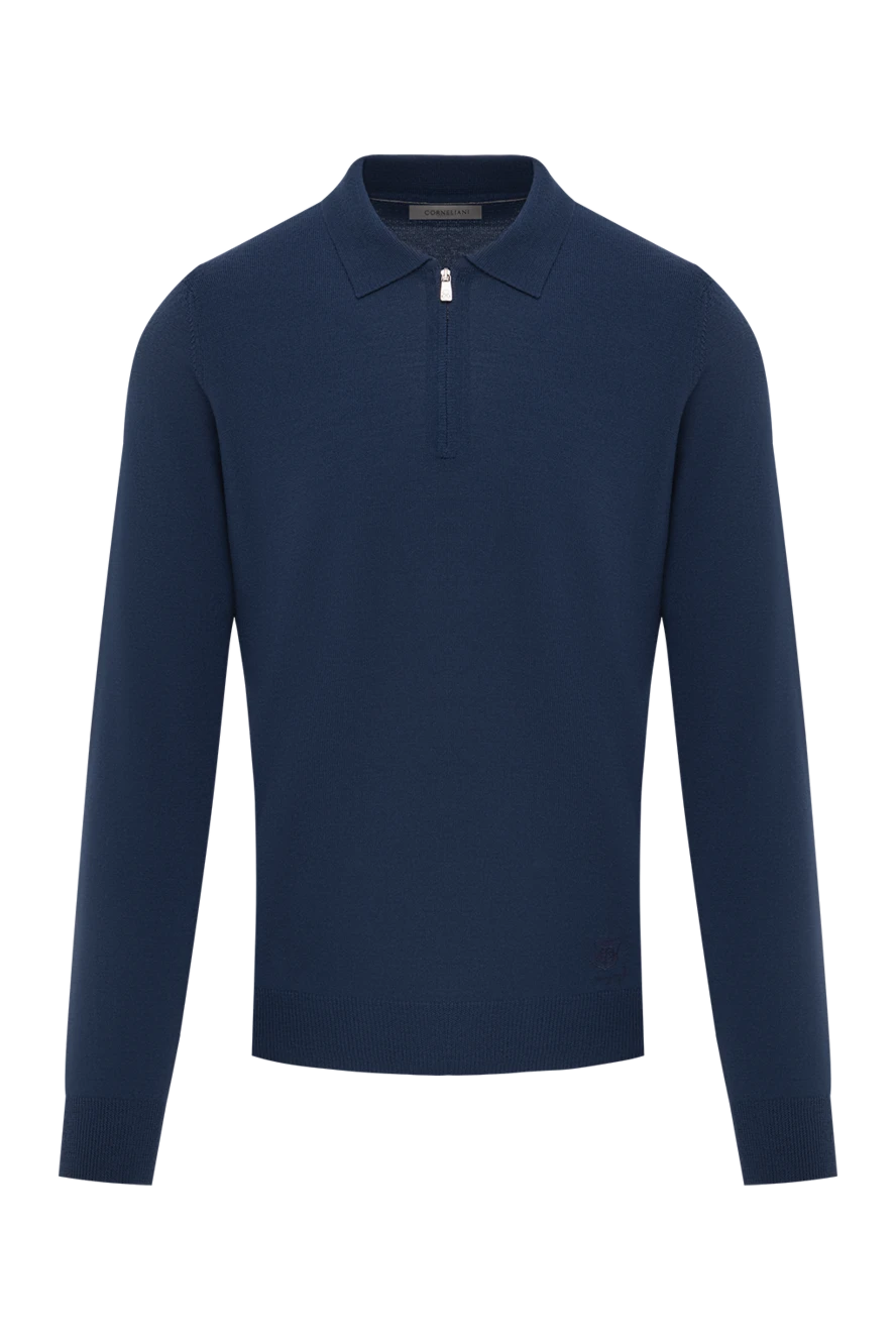 Corneliani синее шерстяное поло с длинным рукавом мужское 189212 - фото 1