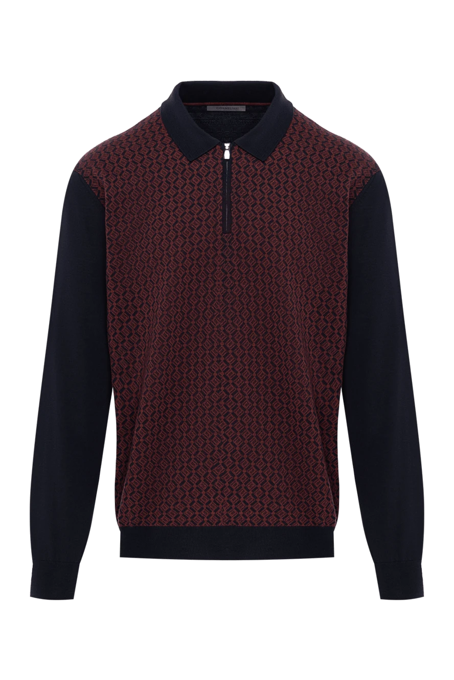 Corneliani шерстяное поло с длинным рукавом синее с красным 189217 - фото 1