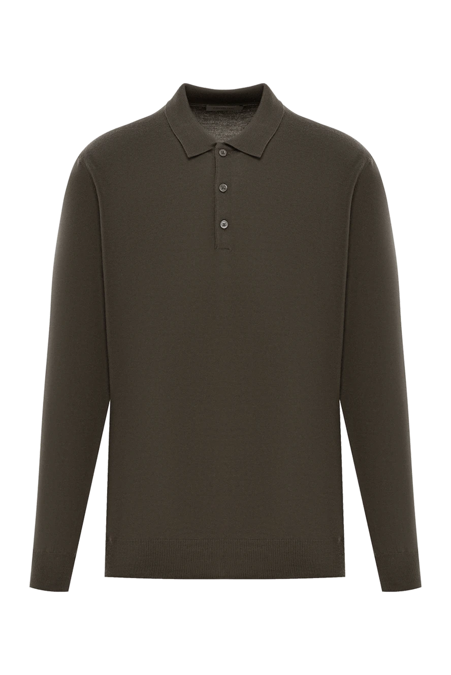 Corneliani зеленое шерстяное поло с длинным рукавом на пуговицах 189222 - фото 1