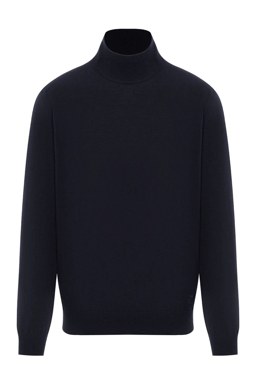 Corneliani темно-синий шерстяной джемпер с воротником-стойкой и трикотажными манжетами
189231 - фото 1