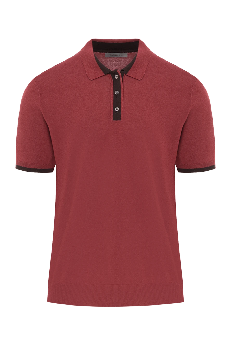 Corneliani мужская рубашка поло бордовая с контрастной планкой 189245 - фото 1