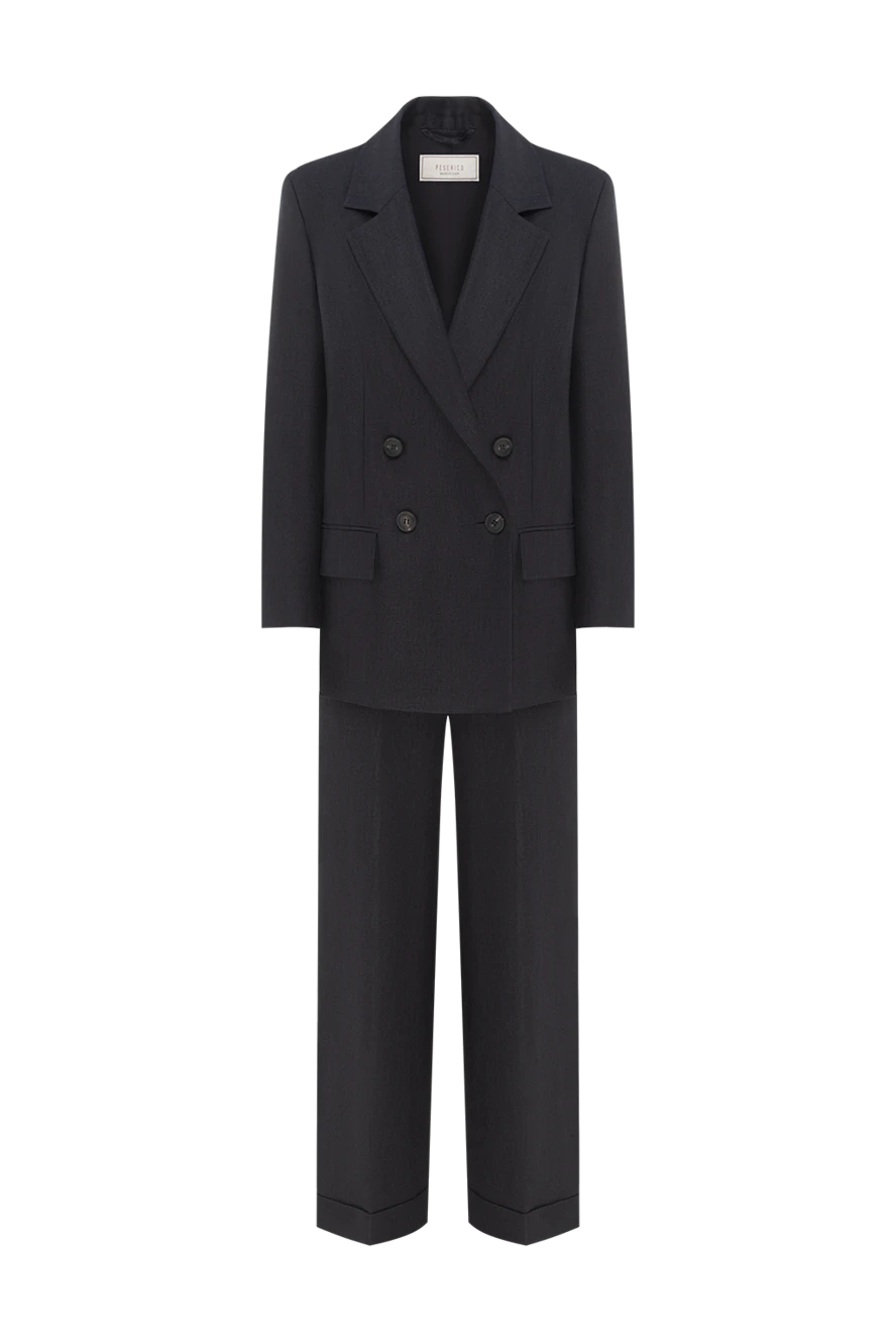 Peserico женский костюм тёмно-синий двубортный с широкими брюками
189253 - фото 1