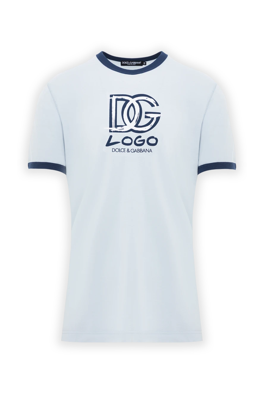 Dolce & Gabbana men's white cotton t-shirt with printed logo 189272 - photo 1