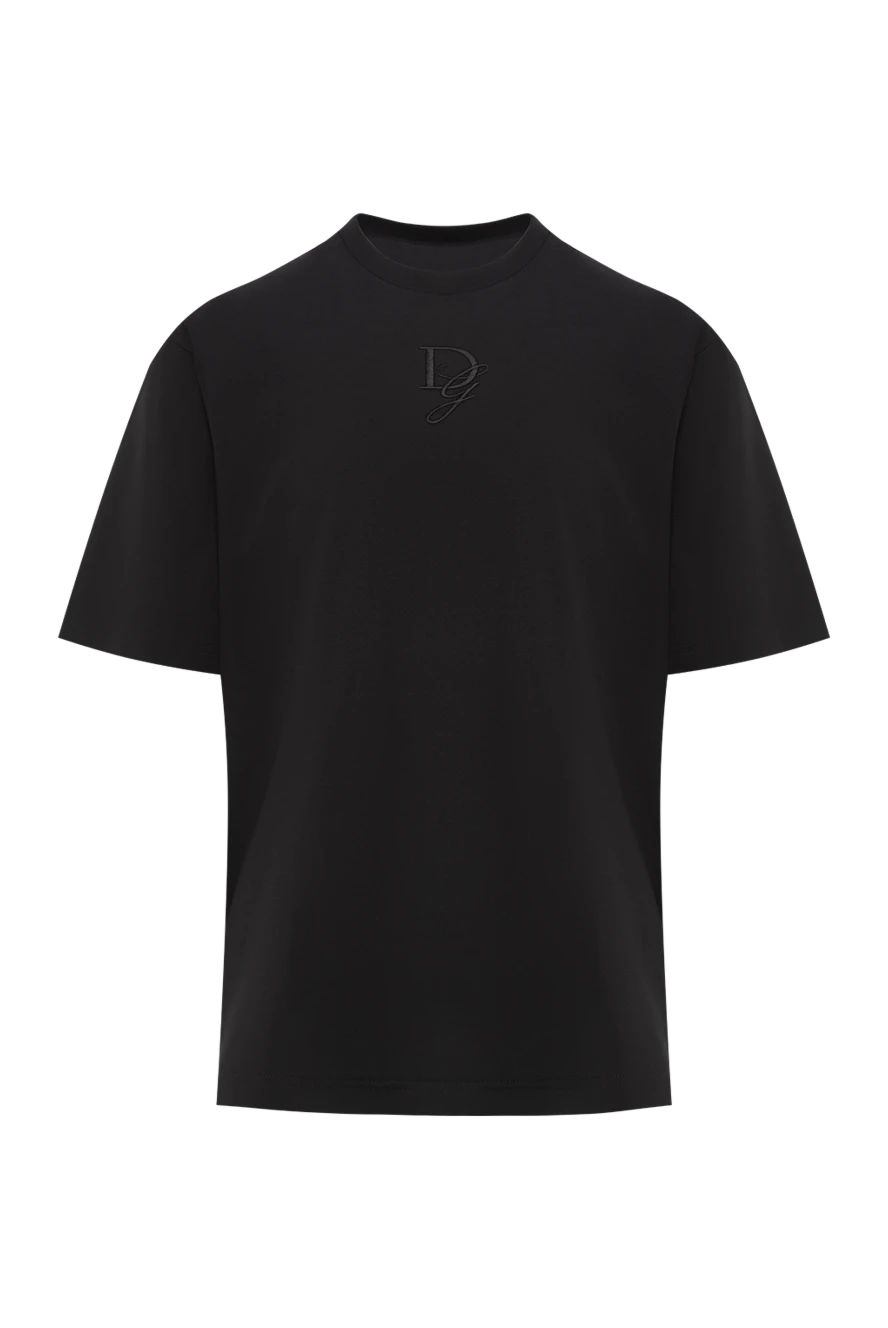 Dolce & Gabbana cotton jersey t-shirt with embroidered dg logo black men's 189274 - photo 1