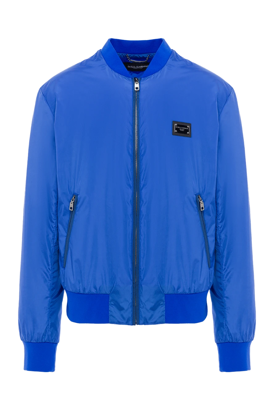 Dolce & Gabbana мужская куртка из нейлона с фирменной пластинкой голубого цвета 189277 - фото 1