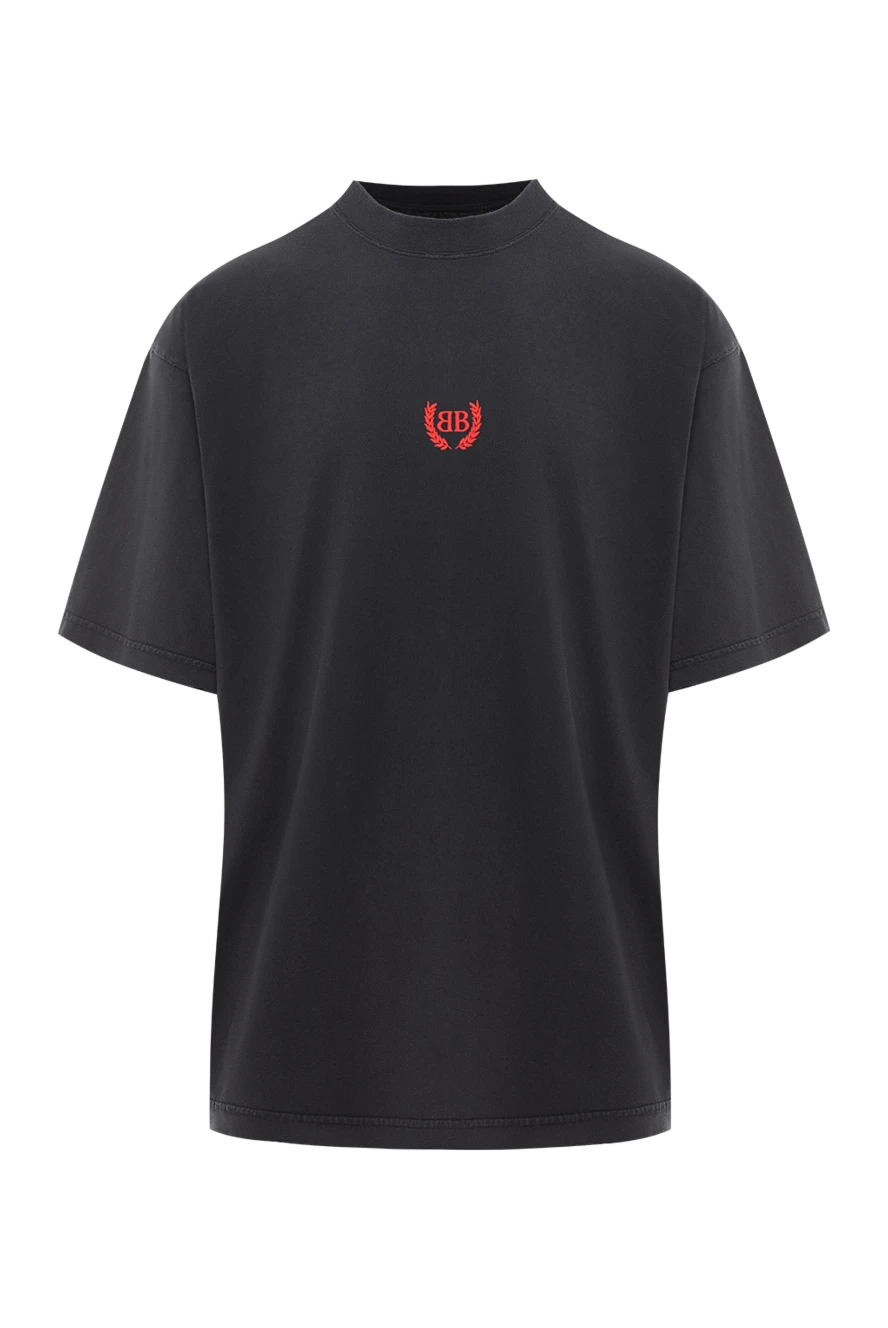 Balenciaga black cotton crew neck t-shirt with embroidered logo 189287 - photo 1