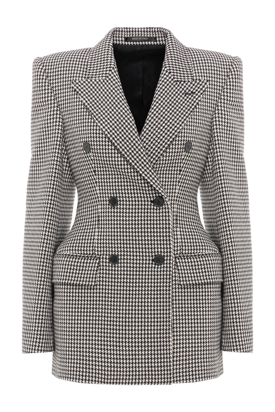 Balenciaga қара және ақ түстегі құм сағаты жүннен жасалған күрте 189291 - фото 1