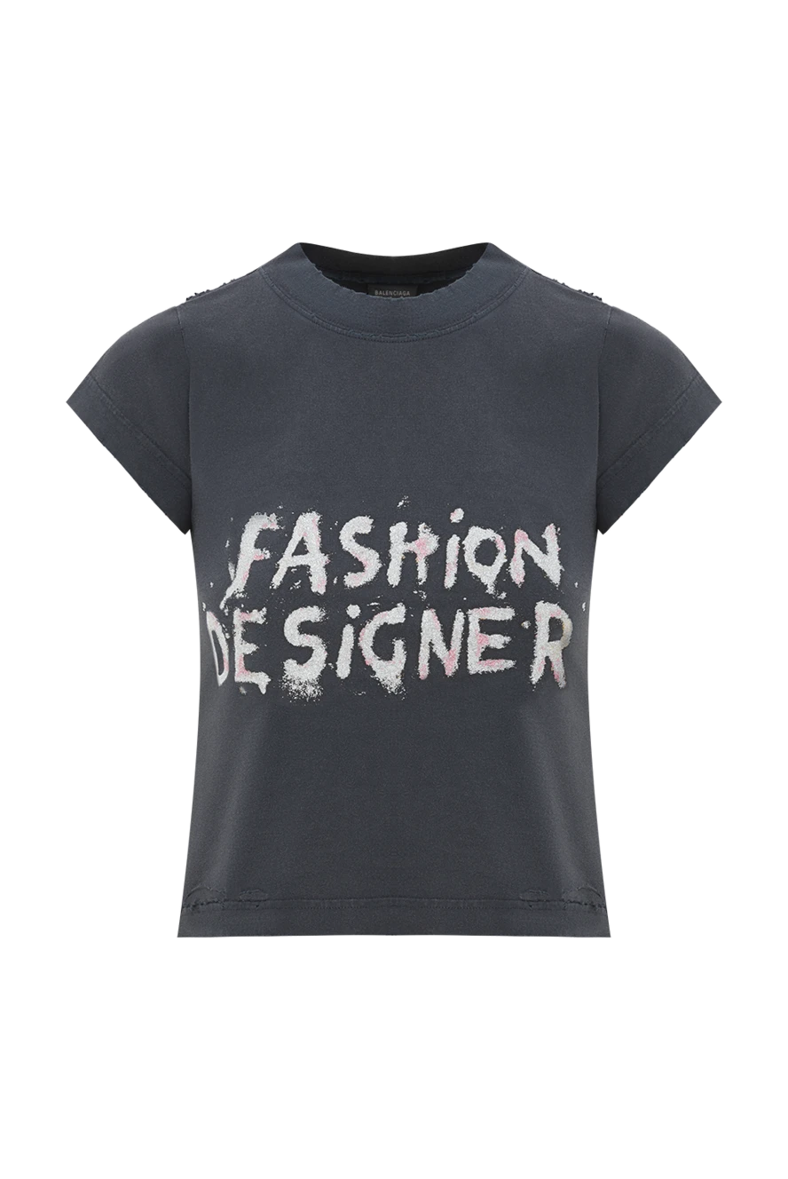 Balenciaga женская дизайнерская укороченная футболка в выцветшем черном цвете 189298 - фото 1