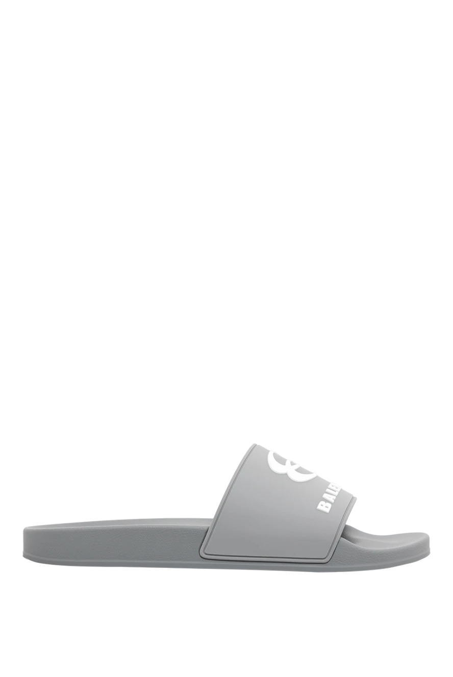 Balenciaga мужские шлепанцы для бассейна серого цвета с логотипом 189305 - фото 1
